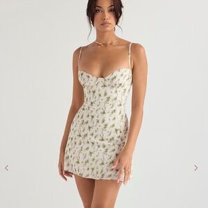 House of CB Christina Dress Small Cream and Green